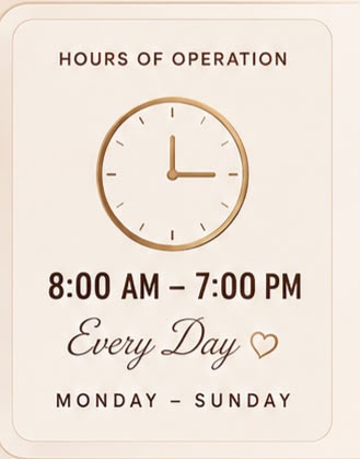 Luminova hours of operation: 8 AM to 7 PM every day